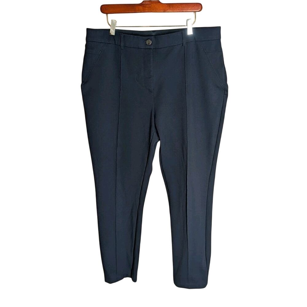 Chicos So Slimming Pants Size 3 Womens 16 Navy Blue Straight Leg Career Stretch